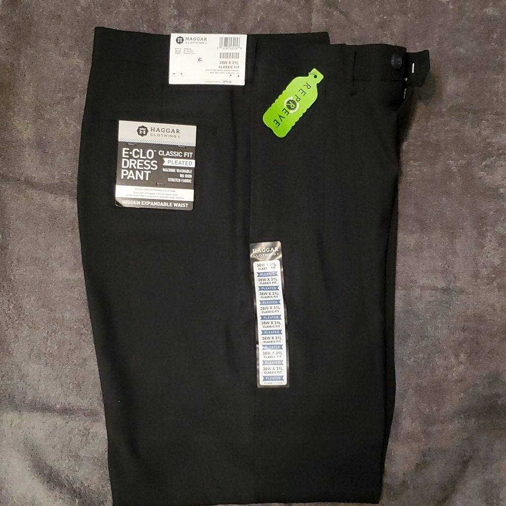 Men's Haggar Black Dress Slacks 36 X 31
